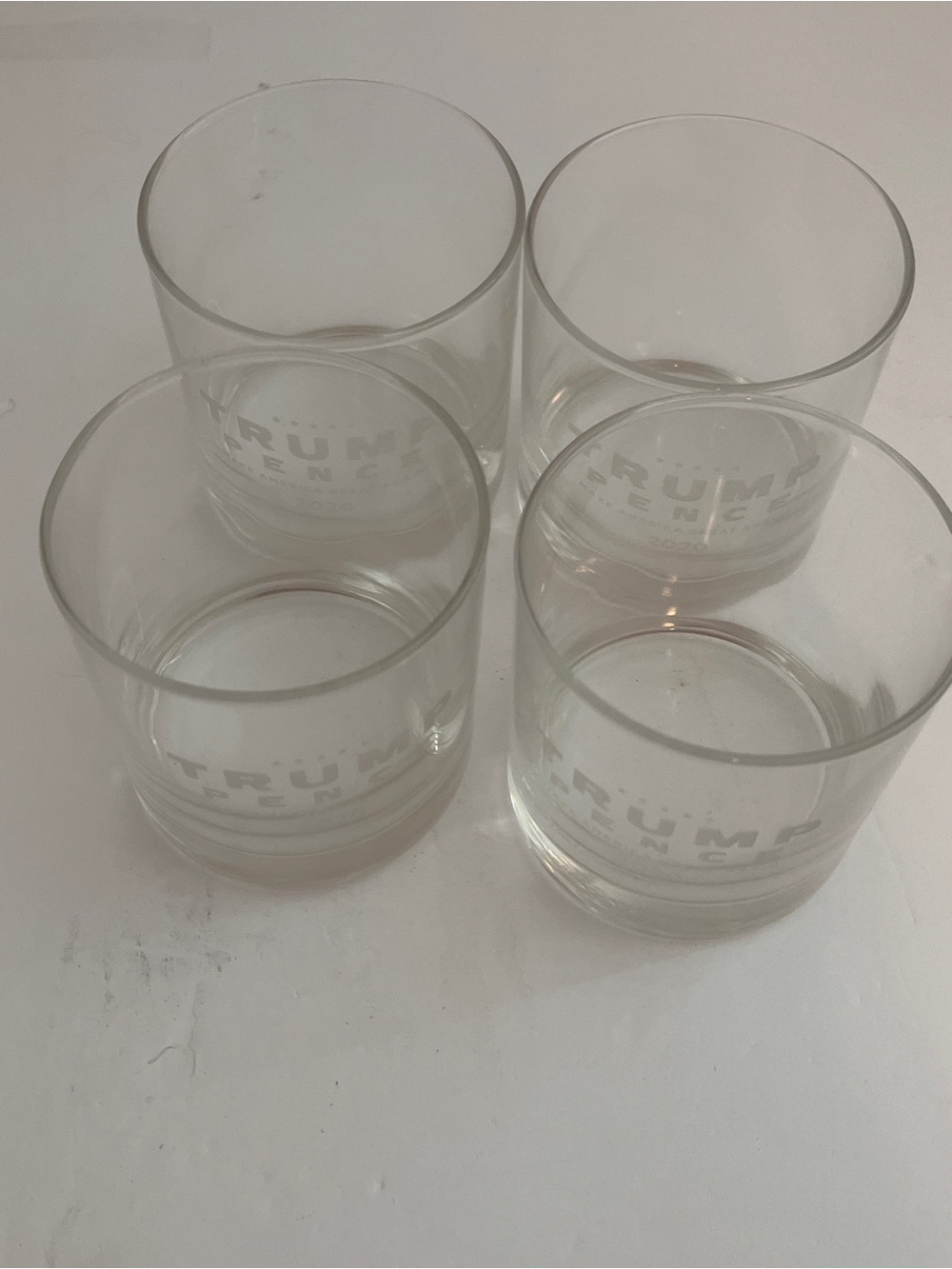 Trump Pence 2020 Clear Branded Whiskey Highball Tumblers - Set of 4